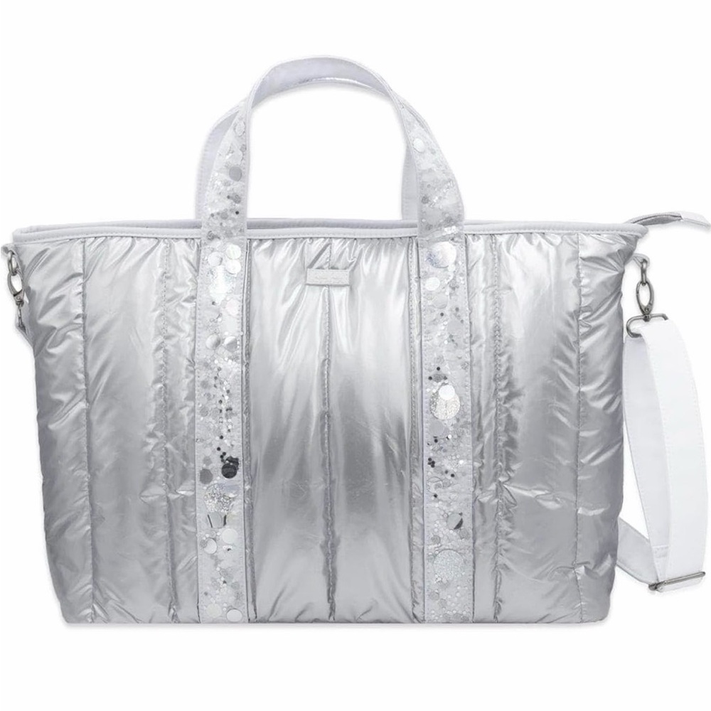Packed Party Silver Quilted Weekender Bag